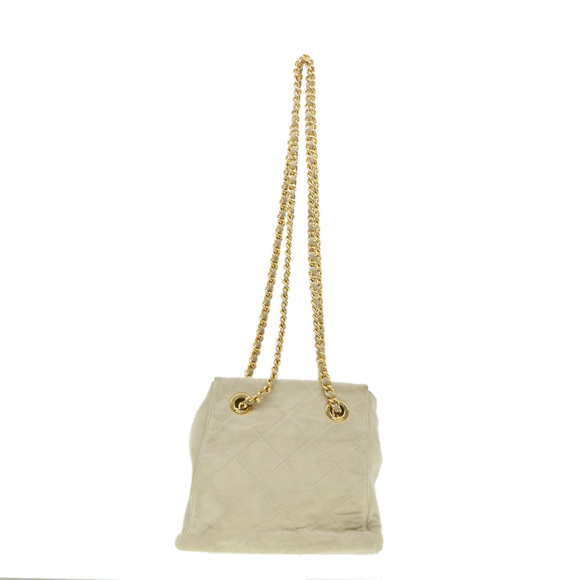 PRADA Quilted Chain Shoulder Bag Suede Gray Auth yk6604 - Picture 3 of 16